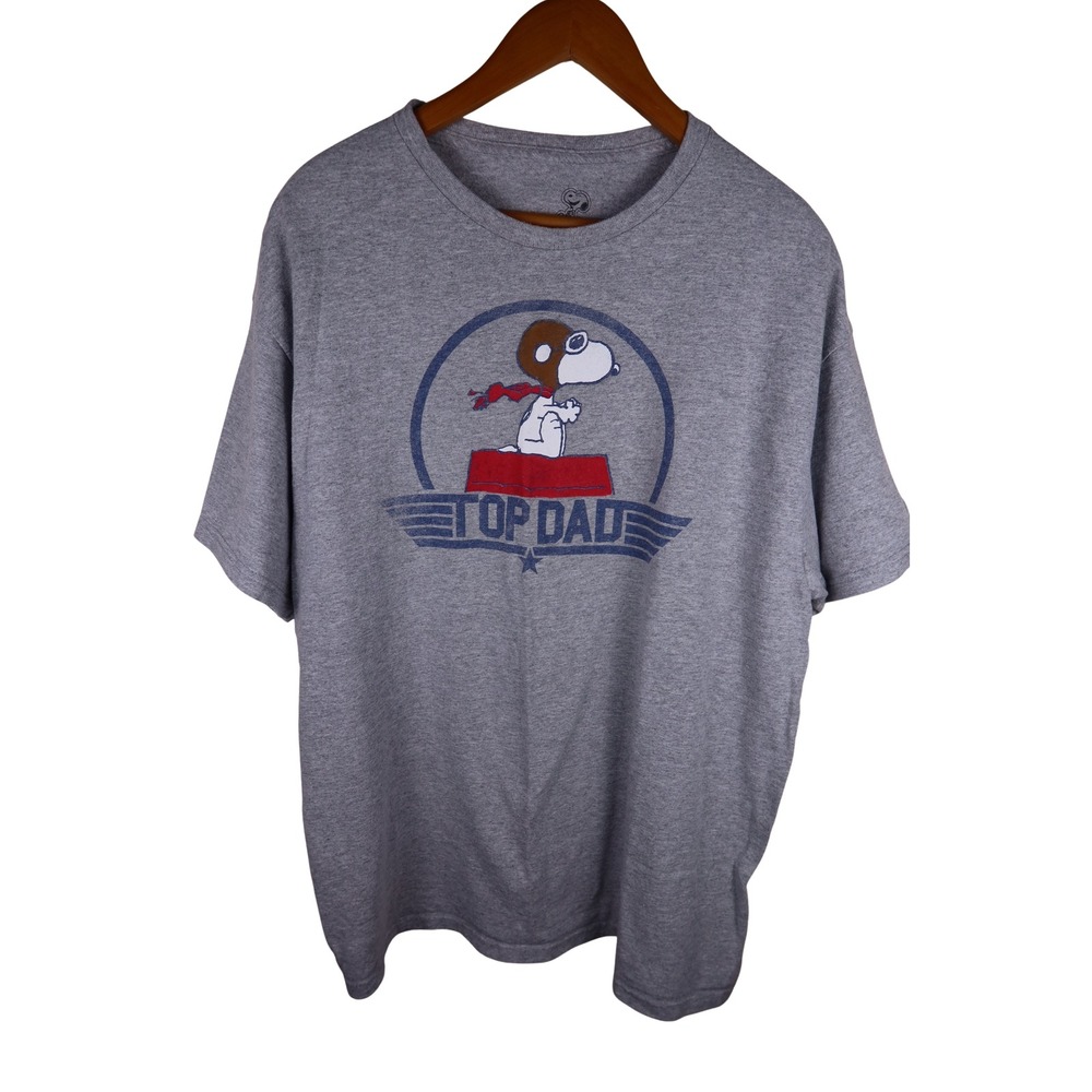 Peanuts Snoopy Top Dad Graphic T-Shirt Heather Gray Mens Size XL Excellent